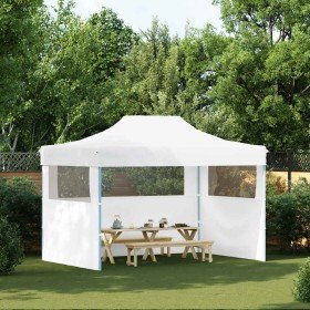 Carpa plegable profesional con 3 paredes acero blanco