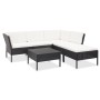 Set muebles de jardín 6 piezas y cojines ratán sintético negro