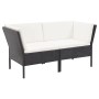 Set muebles de jardín 6 piezas y cojines ratán sintético negro