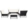 Set muebles de jardín 8 piezas y cojines ratán sintético negro