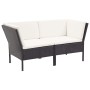 Set muebles de jardín 8 piezas y cojines ratán sintético negro