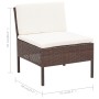 Set muebles de jardín 3 pzas y cojines ratán sintético marrón