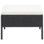 Set de muebles de jardín 3 pzas y cojines ratán sintético negro