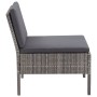 Set de muebles de jardín 3 pzas y cojines ratán sintético gris