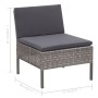 Set de muebles de jardín 3 pzas y cojines ratán sintético gris