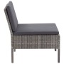 Set de muebles de jardín 3 pzas y cojines ratán sintético gris