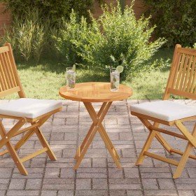 Superficie de mesa redonda madera maciza de teca 2,5 cm 60 cm Superficie de mesa redonda madera maciza de teca 2,5 cm 60 cm