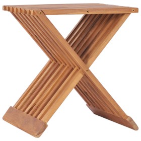 Taburete plegable de madera maciza de teca 40x32x45 cm en Taburetes y sillas plegables | Comprar online en Foro24