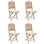 Set de comedor exterior plegable 5 piezas con cojines bambú