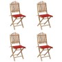 Set de comedor exterior plegable 5 piezas con cojines bambú