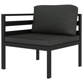 Sofá modular de esquina 1 ud con cojines aluminio antracita Sofá modular de esquina 1 ud con cojines aluminio antracita