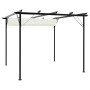 Pérgola con tejado retráctil acero color blanco crema 3x3 m