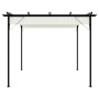 Pérgola con tejado retráctil acero color blanco crema 3x3 m