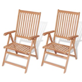 Sillas de jardín reclinables 2 unidades madera maciza de teca de vidaXL, Sillas de jardín - Ref: Foro24-43029, Precio: 244,50...