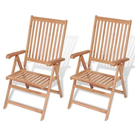 Reclining garden chairs, 2 units, solid teak wood by vidaXL, Garden chairs - Ref: Foro24-43029, Price: 240,23 €, Discount: %