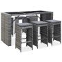 Mesa y sillas de bar jardín 7 pzas cojines ratán sintético gris
