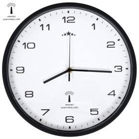 Reloj radiocontrol de pared cuarzo blanco y negro 31 cm Reloj radiocontrol de pared cuarzo blanco y negro 31 cm