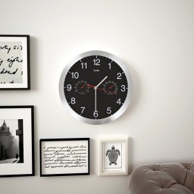 Reloj de pared de cuarzo higrómetro y termómetro 30 cm negro Reloj de pared de cuarzo higrómetro y termómetro 30 cm negro