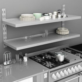 Estantería pared flotante 2 niveles acero inoxidable 150x30 cm Estantería pared flotante 2 niveles acero inoxidable 150x30 cm