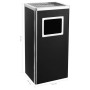 Papelera con cenicero de acero negro 45 L