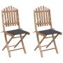 Sillas de jardín plegables 2 unidades bambú con cojines en Sillas de jardín | Comprar online en Foro24