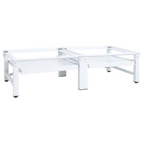Pedestal doble lavadora secadora con estantes extraíbles blanco