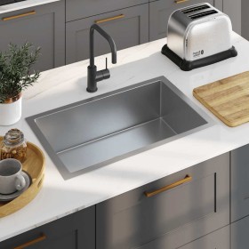 Fregadero de cocina hecho a mano de acero inoxidable