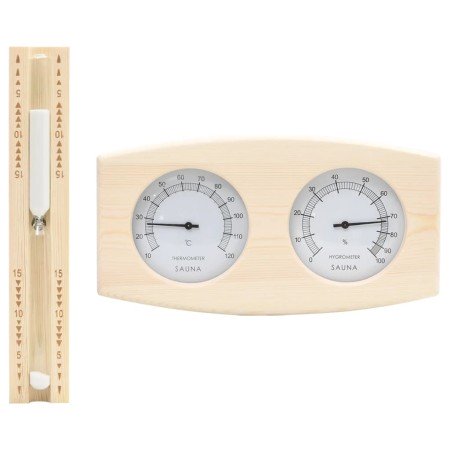 Higrotermógrafo y reloj de arena para sauna 2 en 1 madera pino en Accesorios de sauna | Comprar online en Foro24