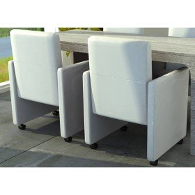 Sillas de comedor 2 unidades cuero sintético blanco Sillas de comedor 2 unidades cuero sintético blanco