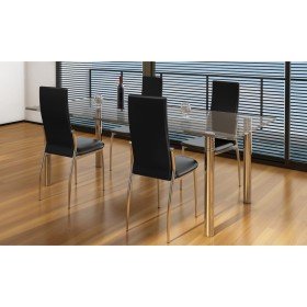 Sillas de comedor 4 unidades cuero sintético negro Sillas de comedor 4 unidades cuero sintético negro