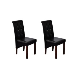 Sillas de comedor 2 unidades cuero sintético negro Sillas de comedor 2 unidades cuero sintético negro