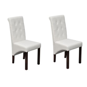 Sillas de comedor 2 unidades cuero sintético blanco Sillas de comedor 2 unidades cuero sintético blanco