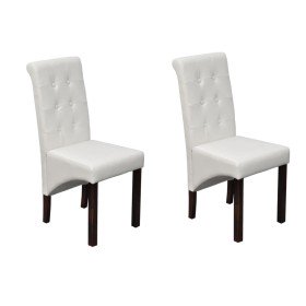 Sillas de comedor 2 unidades cuero sintético blanco Sillas de comedor 2 unidades cuero sintético blanco