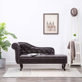 Diván de cuero sintético marrón oscuro Diván de cuero sintético marrón oscuro
