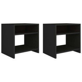 Mesitas de noche 2 uds madera contrachapada negro 40x30x40 cm Mesitas de noche 2 uds madera contrachapada negro 40x30x40 cm