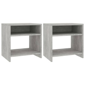 Mesitas de noche 2 uds madera contrachapada hormigón 40x30x40cm Mesitas de noche 2 uds madera contrachapada hormigón 40x30x40cm