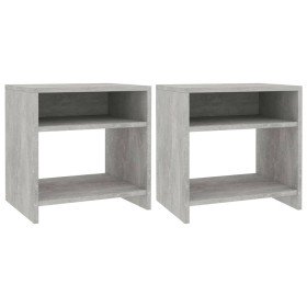 Mesitas de noche 2 uds madera contrachapada hormigón 40x30x40cm Mesitas de noche 2 uds madera contrachapada hormigón 40x30x40cm