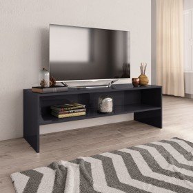 Mueble de TV madera contrachapada gris brillante 120x40x40 cm Mueble de TV madera contrachapada gris brillante 120x40x40 cm