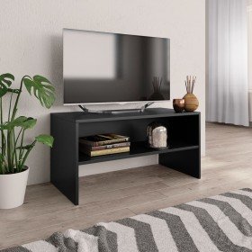 Mueble para TV madera contrachapada negro 80x40x40 cm Mueble para TV madera contrachapada negro 80x40x40 cm