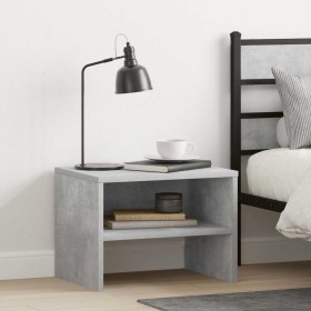 Mesita de noche madera contrachapada gris hormigón 40x30x30 cm Mesita de noche madera contrachapada gris hormigón 40x30x30 cm