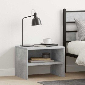 Mesita de noche madera contrachapada gris hormigón 40x30x30 cm Mesita de noche madera contrachapada gris hormigón 40x30x30 cm