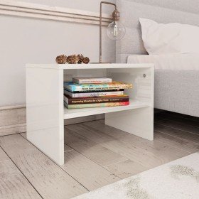 Mesita de noche madera contrachapada blanco brillo 40x30x30cm Mesita de noche madera contrachapada blanco brillo 40x30x30cm