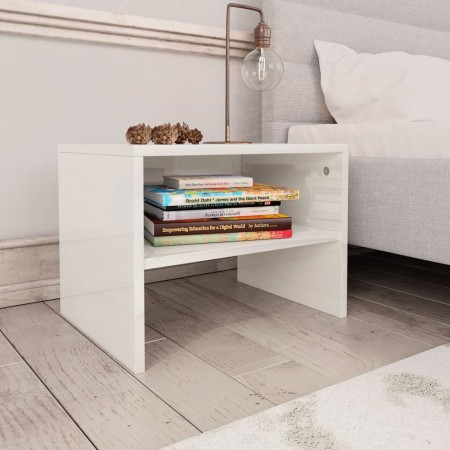 Mesita de noche madera contrachapada blanco brillo 40x30x30cm