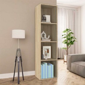 Estantería libros/mueble TV contrachapada roble 36x30x143 cm