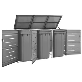 Shed for three steel garbage containers 207x77.5x112.5 cm by vidaXL, Waste container supports - Ref: Foro24-149556, Price: 53...