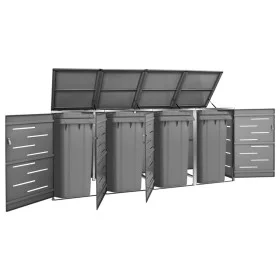 Shed for 4 steel garbage containers 276.5x77.5x112.5 cm by vidaXL, Waste container supports - Ref: Foro24-149557, Price: 694,...