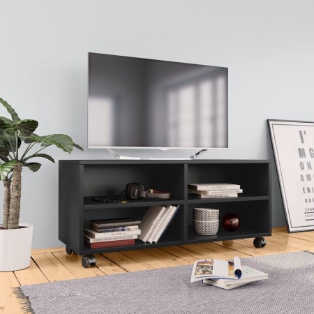 Mueble de TV con ruedas madera contrachapada negro 90x35x35 cm en Muebles TV | Comprar online en Foro24