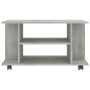 Mueble de TV ruedas madera ingeniería gris hormigón 80x40x45 cm