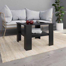 Mesa de centro madera contrachapada negro 60x60x42 cm