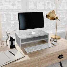 Soporte de pantalla madera ingeniería gris hormigón 42x24x13 cm